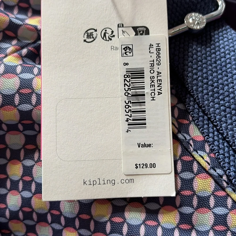 NWT Kipling Alenya Blue Geo Crossbody Shoulder Bag Summer Travel Boho Chic - Picture 5 of 5